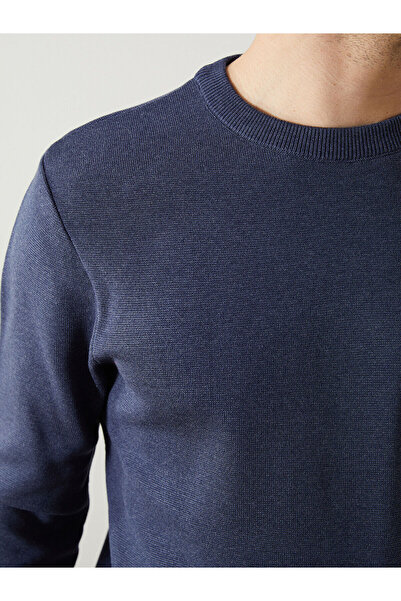 LC Waikiki LCWAIKIKI Classic Indigo B guler rotund Pulover pentru bărbați cu mânecă lungă