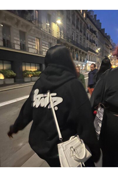 CLASSY.MODA Unisex 3 Thread O Oversized K Hooded Kangaroo Pocket Stwd Lettering Back B Printed Sweatshirt