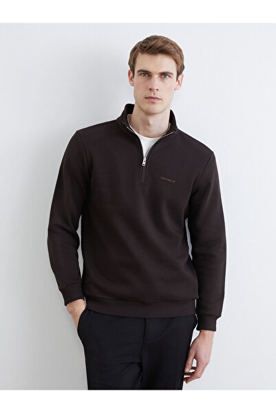 LC Waikiki Brown Stand Collar Men's Sweatshirt