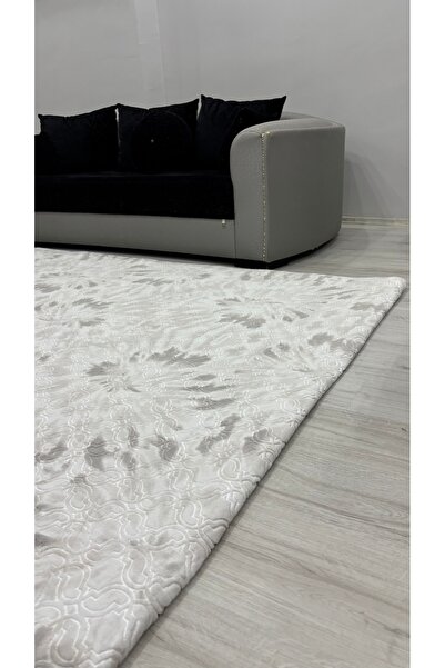Muensu Gri Beyaz 6 Metre Kare Halı Örtüsü Polar Halı Örtüsü, Welsoft Kabartma...