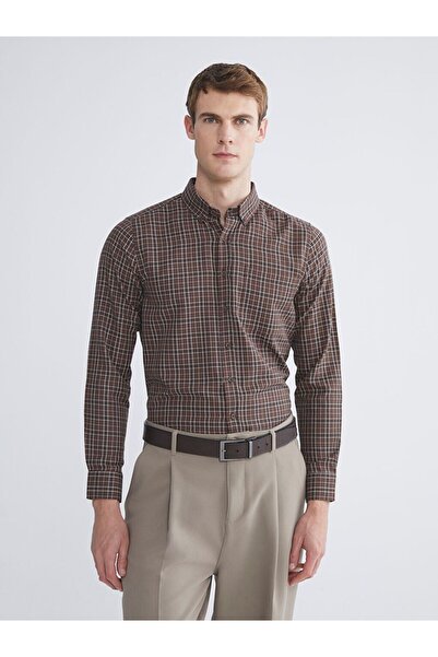 LC Waikiki Regular Fit Long Sleeve Plaid Gabardine Men's Shirt