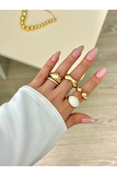 YOUES JEWELRY مجموعة من 4 خواتم مجموعة خواتم نسائية