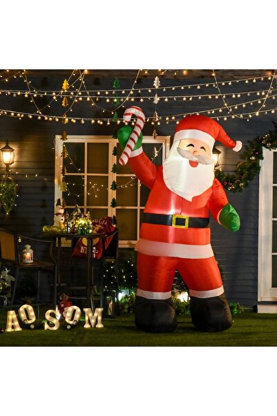 HOMCOM Inflatable Santa Claus, Polyester, 243 cm, LED Lights, Multicolor