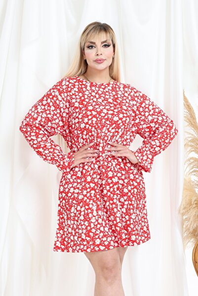 MODA Rochie de damă cu mâneci liliac, elastică, înfășurată, mărime mare