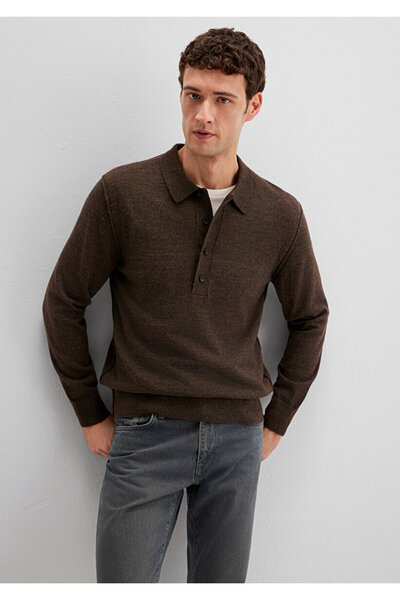Mavi Wool Blend Brown Knitwear Polo