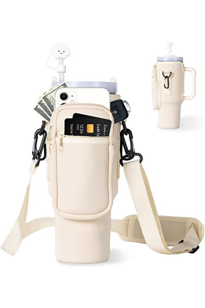 Arabest Water Bottle Carrier with Phone Pocket,Holder Bag with Adjustable Shoulder Strap