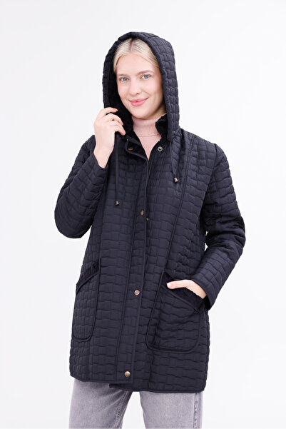 MG OTANTİK معطف نسائي مبطن مقاوم للماء مقاس كبير مكون من بغطاء رأس جيوب K