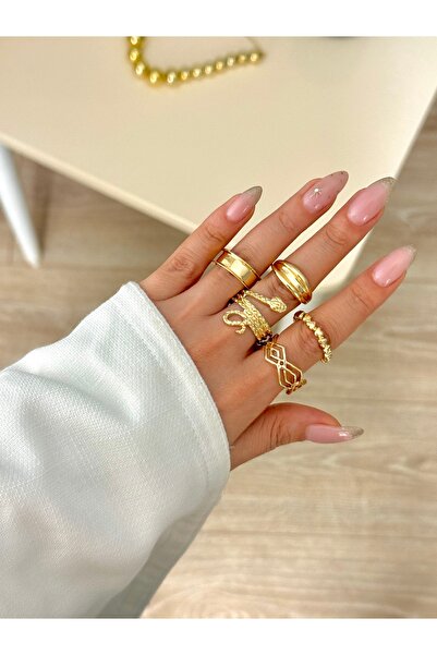 YOUES JEWELRY 5'Li YÜZÜK SETİ KADIN YÜZÜK SETİ