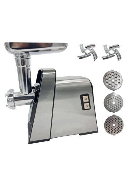 ROYAL KING Electric Meat Grinder – 2200W, Stainless Steel, Reverse Function, Accessories Included