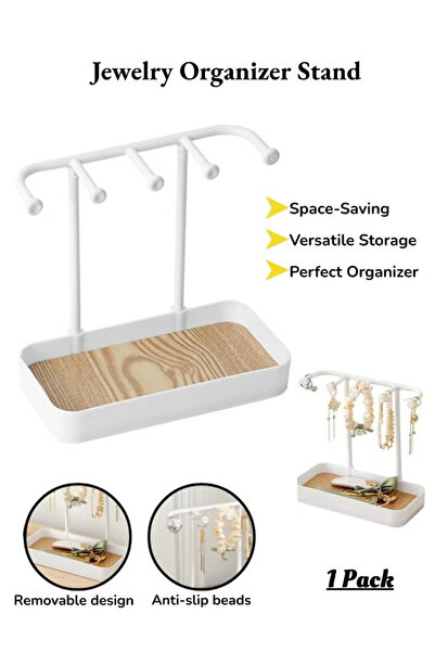 Generic Multifunctional Jewelry Display Stand with Non-Slip Base and Removable Wooden Tray