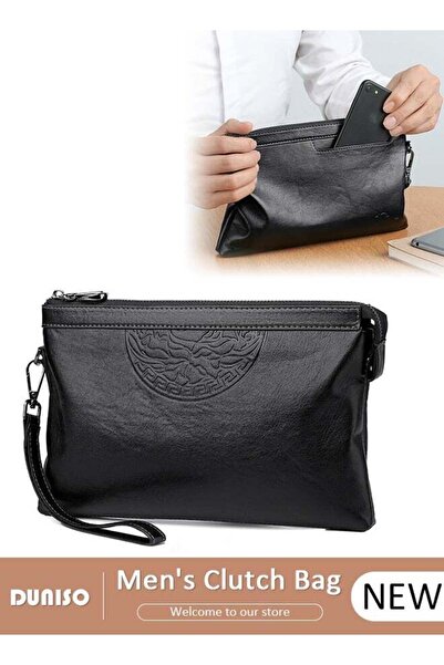 DOMEET Men's Clutch Bag Faux Leather Wallet Large Capacity Light Weight Handbag Portable Envelope Phone Pur