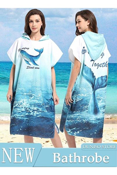 DOMEET Hooded Bathrobe for Adults, Microfiber Towel Poncho with Hood, Quick Dry Surf Poncho, Lightweight Po