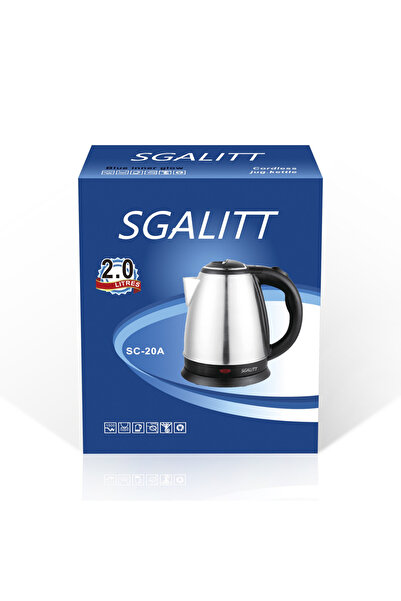 OEM Sgalitt Inox Kettle Mug 2L – Automatic Trigger, 360°, Overheating Protection, Stainless Steel/Black