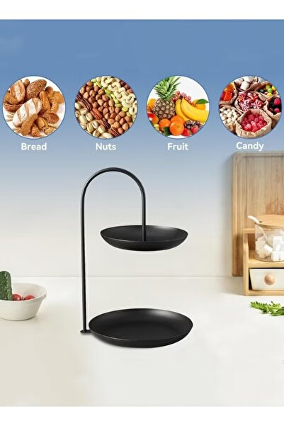 Generic 2-Tier Tray Candy Tray Candy Buffet Plate Desserts Serving Tray Nut Tray Organizer Tower 20x20x32cm