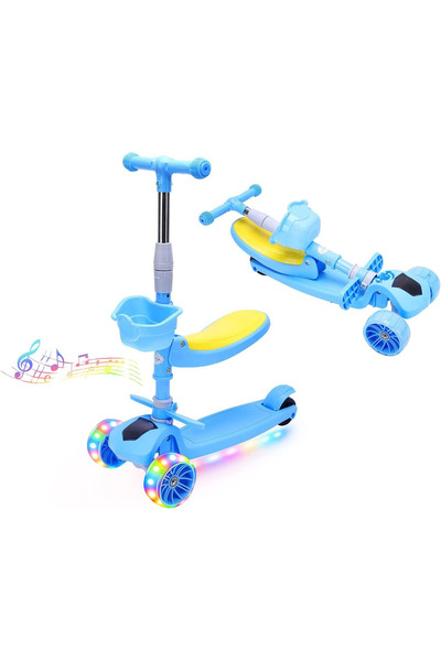 Arabest 3-wheeled scooter suitable for children aged 2-10, with rotating seats and flashing wheels