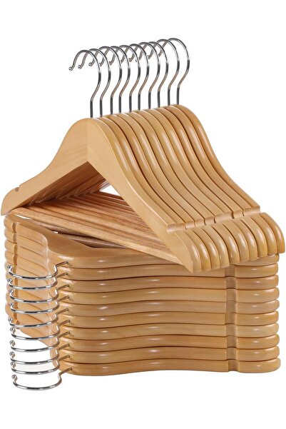 Arabest 10 pieces of natural solid wood wooden hangers, smooth surface, with precisely cut notches