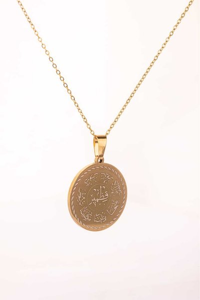 TAKI DERYASI Gold Color Ashab-I Kehf Kutmur Steel Necklace Stainless Steel Chain Does Not Tarnish