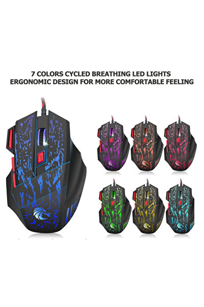 Generic RGB English Arabic Gaming Keyboard and DPI Mouse Combo, 87 Keys USB Wired Mechanical Keyboard