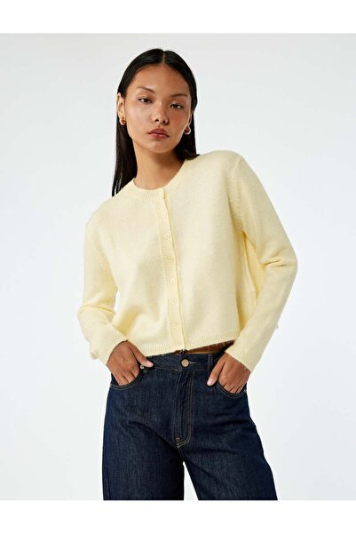 Koton Uzun Kollu Düğmeli Bisiklet Yaka Triko Hırka