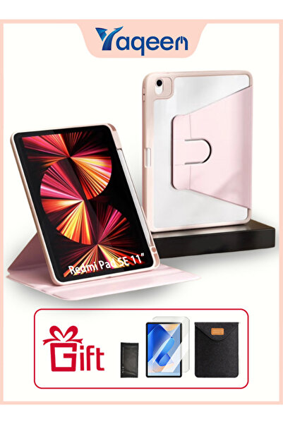 yaqeen Redmi Pad Se 11-Inch Tablet 360° Rotating Protective Cover With Pen Slot Transparent Tpu Protective