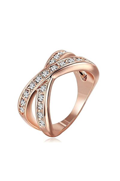 ROMAD Elegant Women's Double-Layer Stainless Steel Ring with Zircon and Crystal
