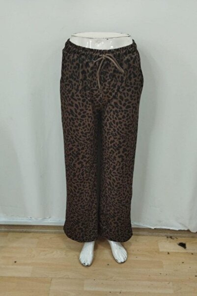Mossta High Waist Wide Cut Two Thread Pants - Coffee