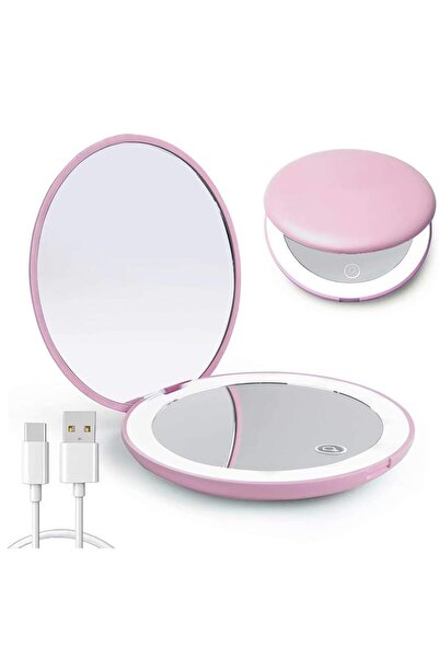 Arabest Dimmable Led Travel Makeup Mirror,Portable Mirror for Handbag,Purse,Handheld 2-Sided Mirror