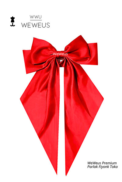 Weweus Women's Red Shiny Bow Ribbon Long Luxury Buckle