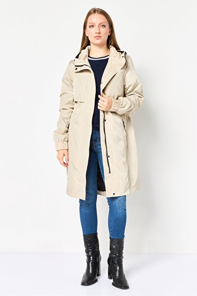 Andrew Marc Women Plain Rain Coat Jackets, Beige