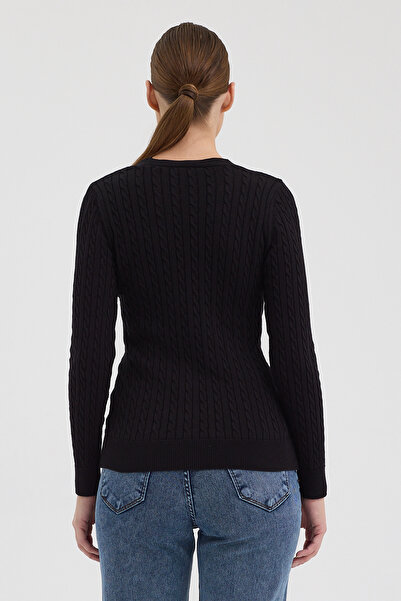 hateko Women's Pure 100% Cotton Black Hair Knitwear Cardigan – Knitted Pattern