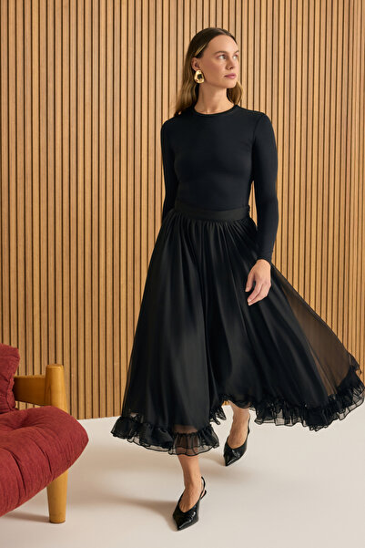 Aker Fırfırlı Şifon Etek