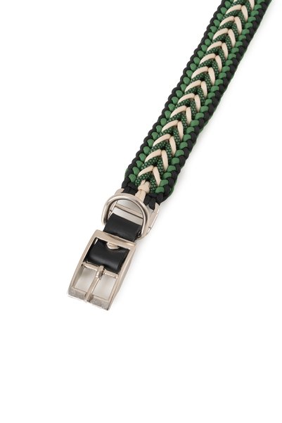 Bakani Leather Hand-Knitted Paracord & Leather Dog Collar – Durable Adjustable, Metal Buckle, Medium and Large Breed