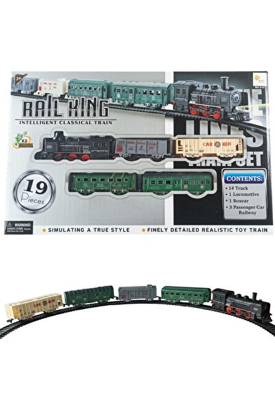 Sole Pilli, Işıklı 19 Parça Oyuncak Tren Seti - Steam Express Model