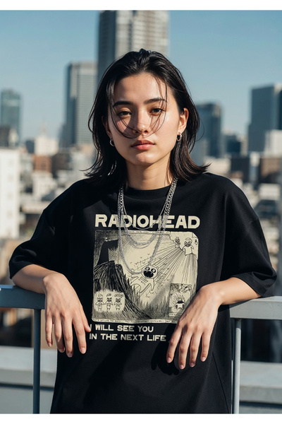 Freak Tshirt Black Color Radiohead Printed Unisex Oversized Cut Tee Shirt
