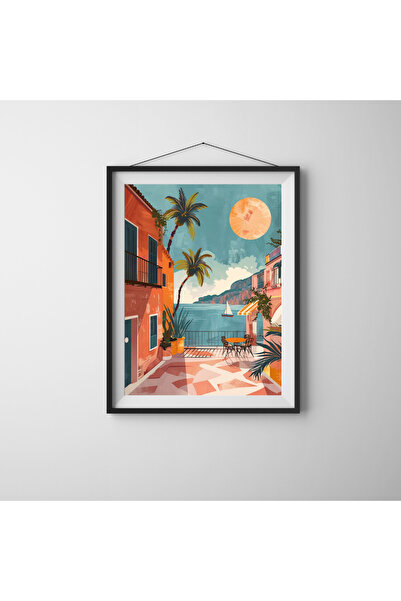 TiToconcept Mediterranean View – Tablo Ölçülerinde Çerçevesiz Poster – Akdeni...