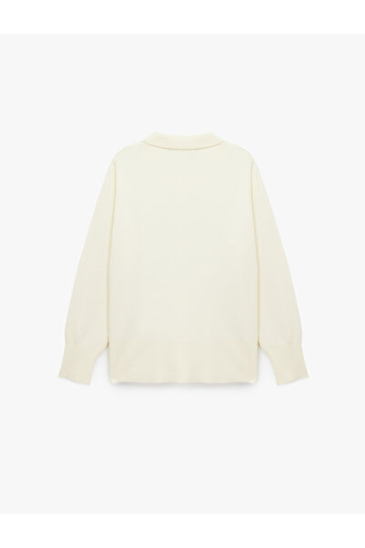 Koton Long Sleeve Button Detailed Basic Polo Neck Knitwear Sweater