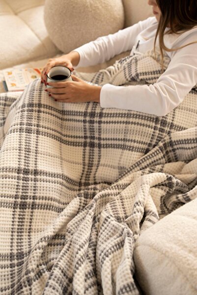 Menderes Home La Notte Single Blanket Cream Gray