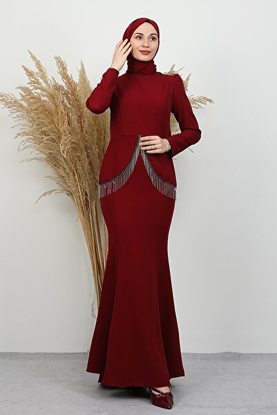 GİYZAMİLA Imge Crepe Dress Burgundy