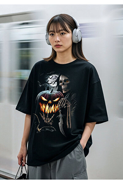 Freak Tshirt Black Color Halloween-Halloween Printed Unisex Oversized Cut Tee Shirt
