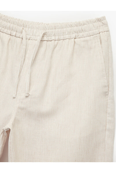 Koton Linen Cotton Blended Pocket Detailed Lace up Waist Striped Chino Pants