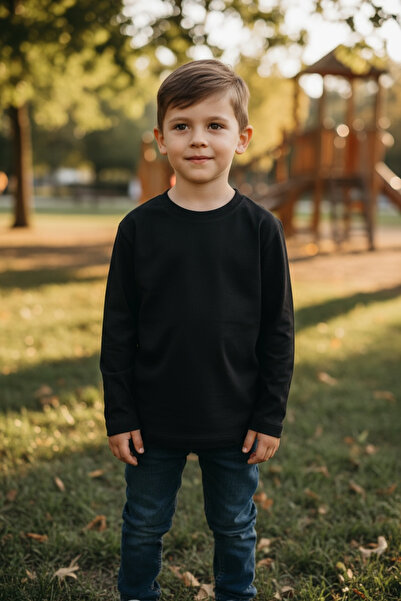 ASL GOLF CLUB Унисекс детска тениска с дълъг ръкав и обло деколте, 100% памук