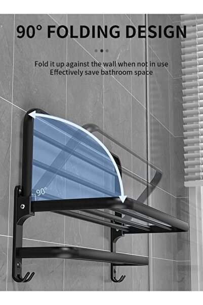 Generic Towel Racks 40CM Towel Hanger Towel Shelf Foldable Towel Holder Towel Storage Organizer Wall Mounted