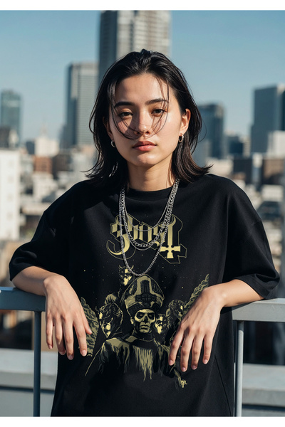 Freak Tshirt Black Color Ghost Printed Unisex Oversized Cut T-Shirt