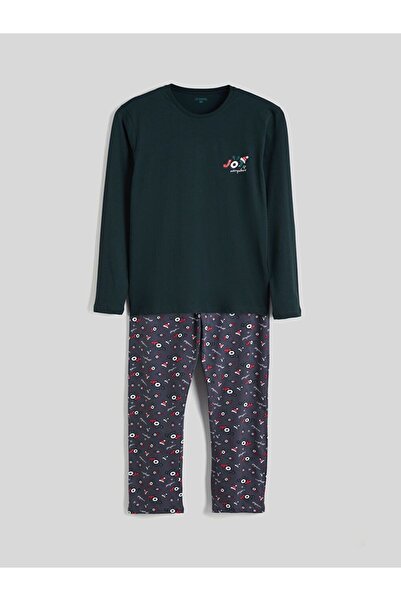 LC Waikiki Standard Mold New Year's Themed Men's Pajama Set