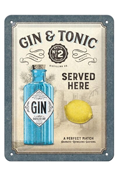 Nostalgic Art Metal plate 15X20 Gin & Tonic Served Here