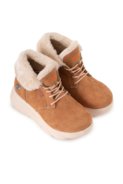 sandal spor Women's Suede Fur Short Sports Boots Ss001-0478 Black