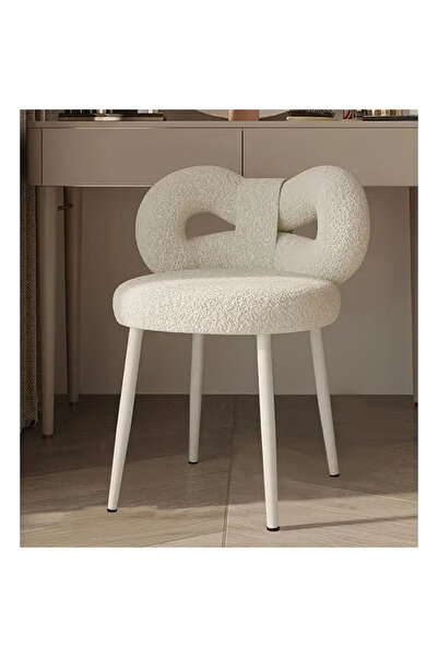 KEKE Living and Bedroom Single Bow Tie Vanity Chair Lambswool Cushion Chair
