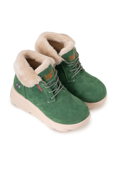 sandal spor Women's Suede Fur Short Sports Boots Ss001-0478 Green