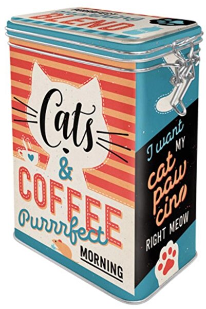 Nostalgic Art Metal box with tight lid Cats & Coffee