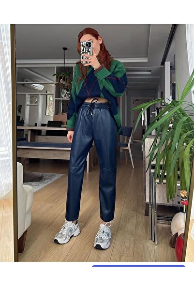 MADAME MELEK Штани з капюшоном і кишенями Штани зі штучної шкіри Довжина до щиколотки